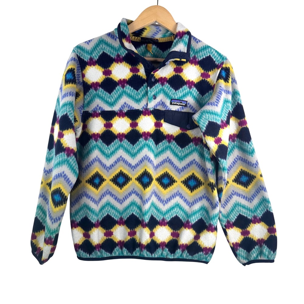 Patagonia Synchilla Fleece Pullover sz S Multicolor Geometric Aztec‎ athleisure